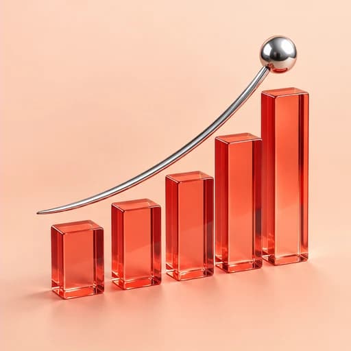 Illustrative sculptural chart and campaign analysis composition